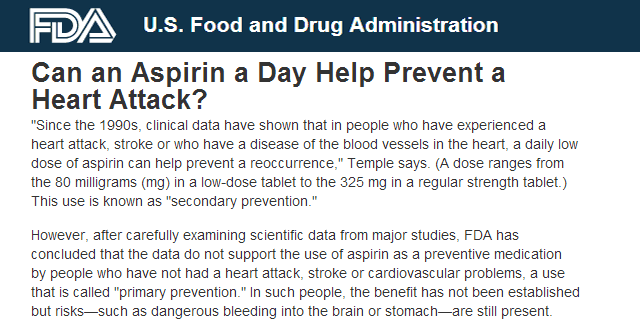 aspirin doesn't prevent heart attacks
